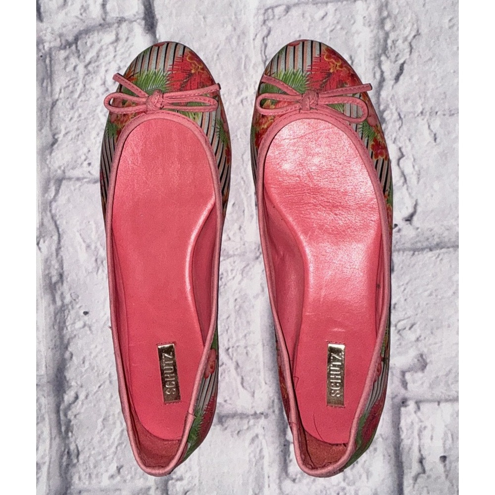 Schutz Womens Pink Floral Ballet‎ Flats Size 7
